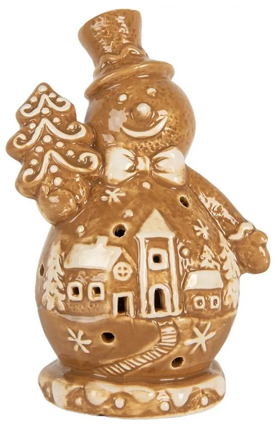 Christmas Decoration Snowman 11x8x16 Cm Brown Ceramic - 11*8*16 cm