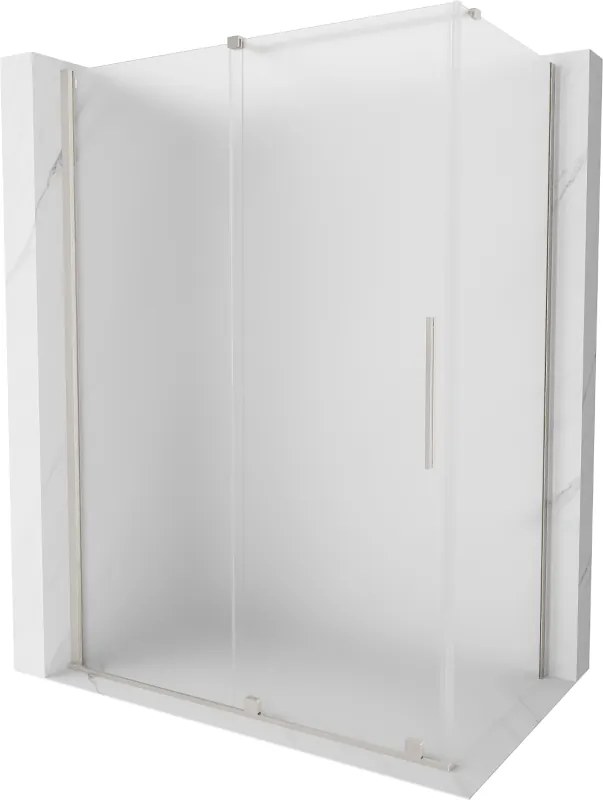 Mexen Velar, sprchový kút s posuvnými dverami 150 x 85 cm, 8mm sklo námraza, brúsená oceľ, 871-150-085-31-97