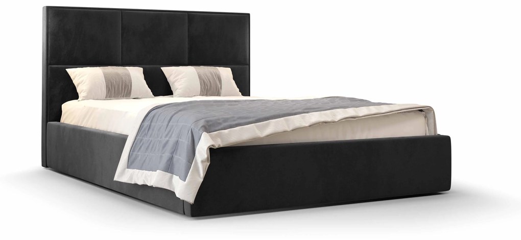 Manželská posteľ 160 cm Elna (čierna) (s roštom a úložným priestorom). Vlastná spoľahlivá doprava až k Vám domov. 1046903