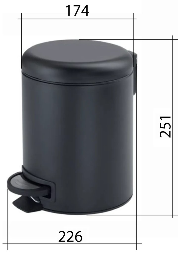 Gedy Gedy, POTTY Odpadkový koš 3l, Soft Close, čierna matná, 320914