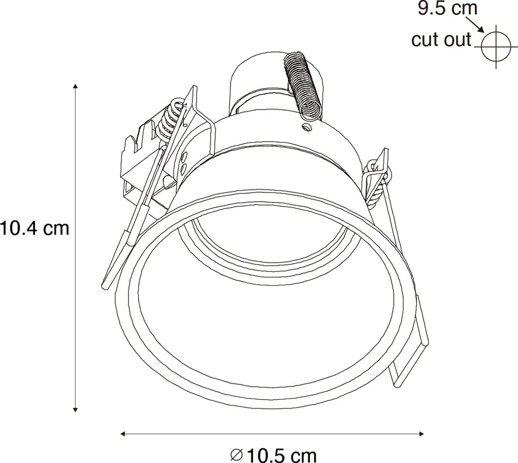 Sada 6 čiernych zabudovaných bodových svetiel GU10 70 mm IP44 - Dept