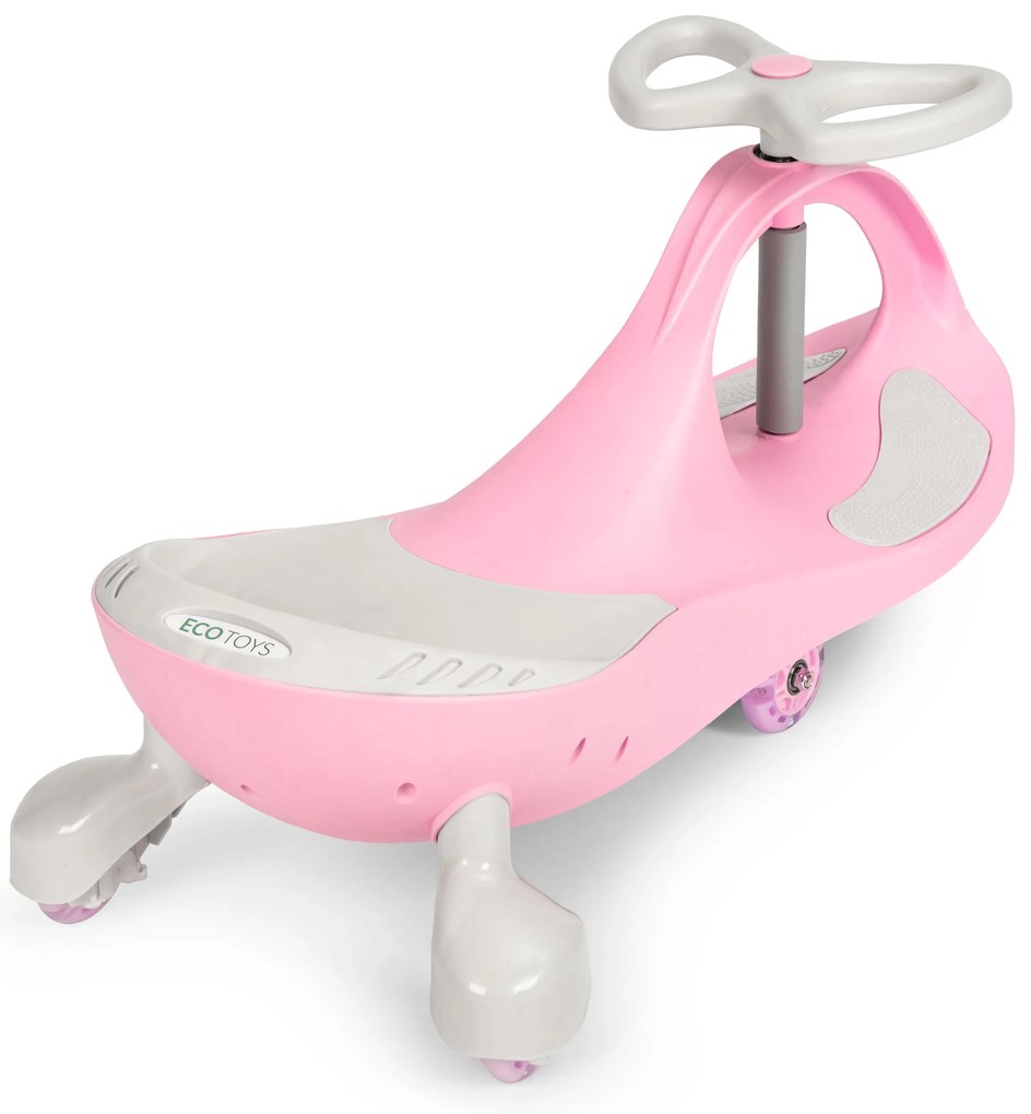 Detské odrážadlo s LED kolesami ružová, ECOTOYS