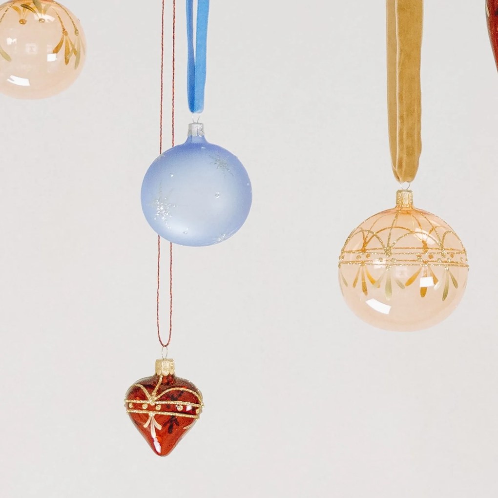 Bella Rose Sklenená vianočná ozdoba Guľa Svetlomodrá Mat Hviezda