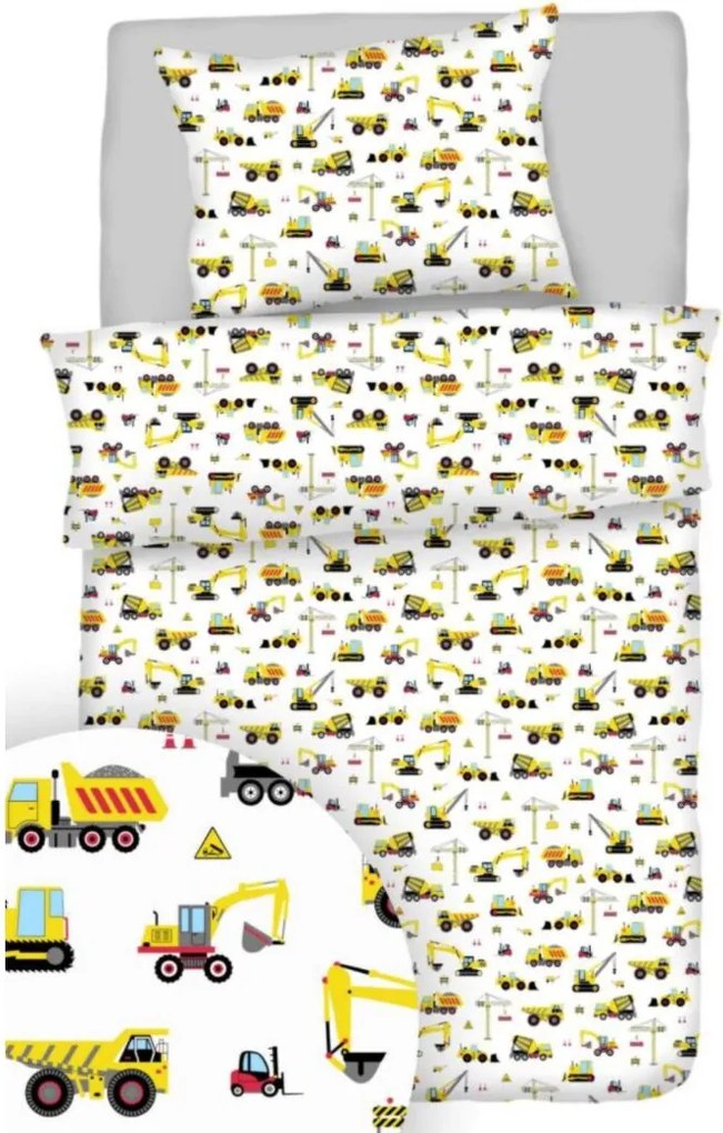 Obliečky bavlnené Stavebné stroje TiaHome - Detský set 130x90cm + 65x45cm