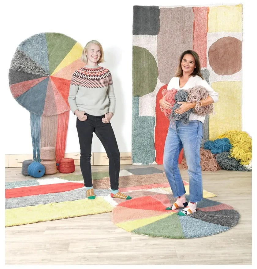 Prateľný ručne tkaný vlnený detský koberec ø120 cm Pie Chart – Lorena Canals