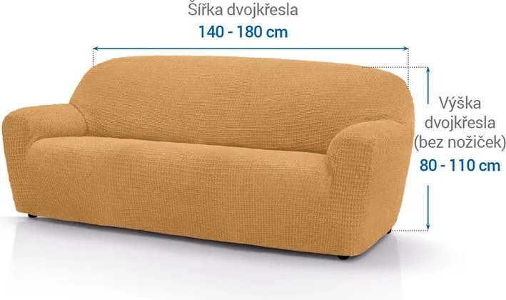 Super strečové poťahy RUBINIA zlatá dvojkreslo (š. 140 - 180 cm)