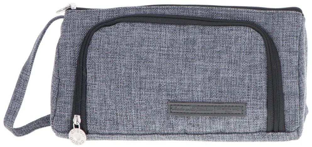 KIK Školský peračník s dvojitým vreckom Vanity Case • sivý • puzdro na ceruzky & kozmetiku