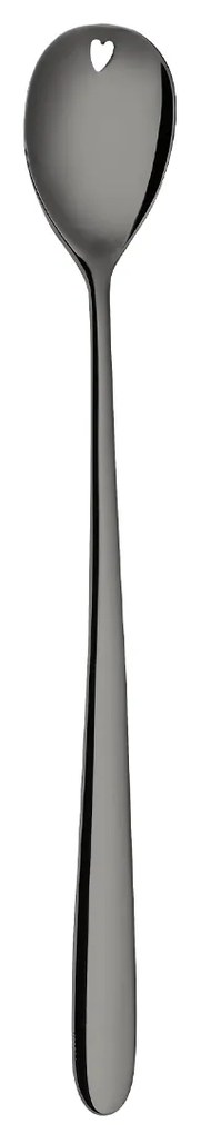 Latte lyžička so srdiečkom PVD sivá - Love Cutlery - 116624