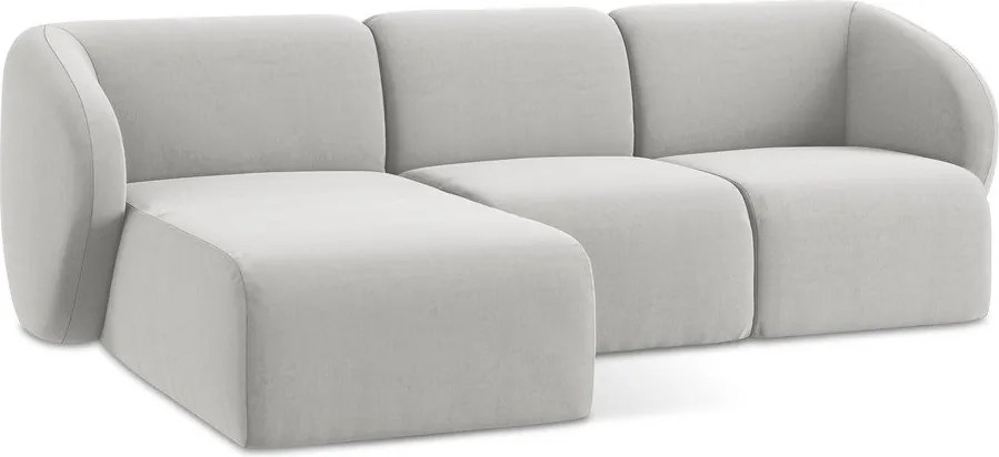 Svetlosivá zamatová rohová pohovka (ľavý roh/s leňoškou) Lani – Makamii