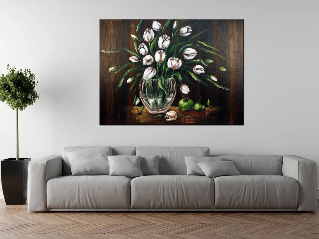 Gario Ručne maľovaný obraz Maľované tulipány Rozmery: 120 x 80 cm