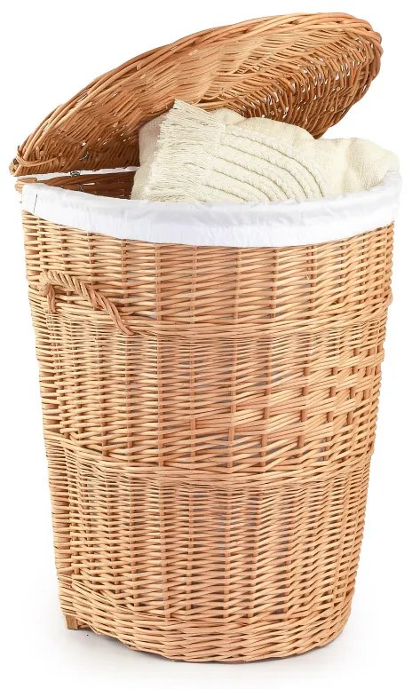 Prútený polkruhový kôš na bielizeň s látkou Lavejo IIIš. 34 x hl. 30 x v. 51(cm) skladem poslední kus