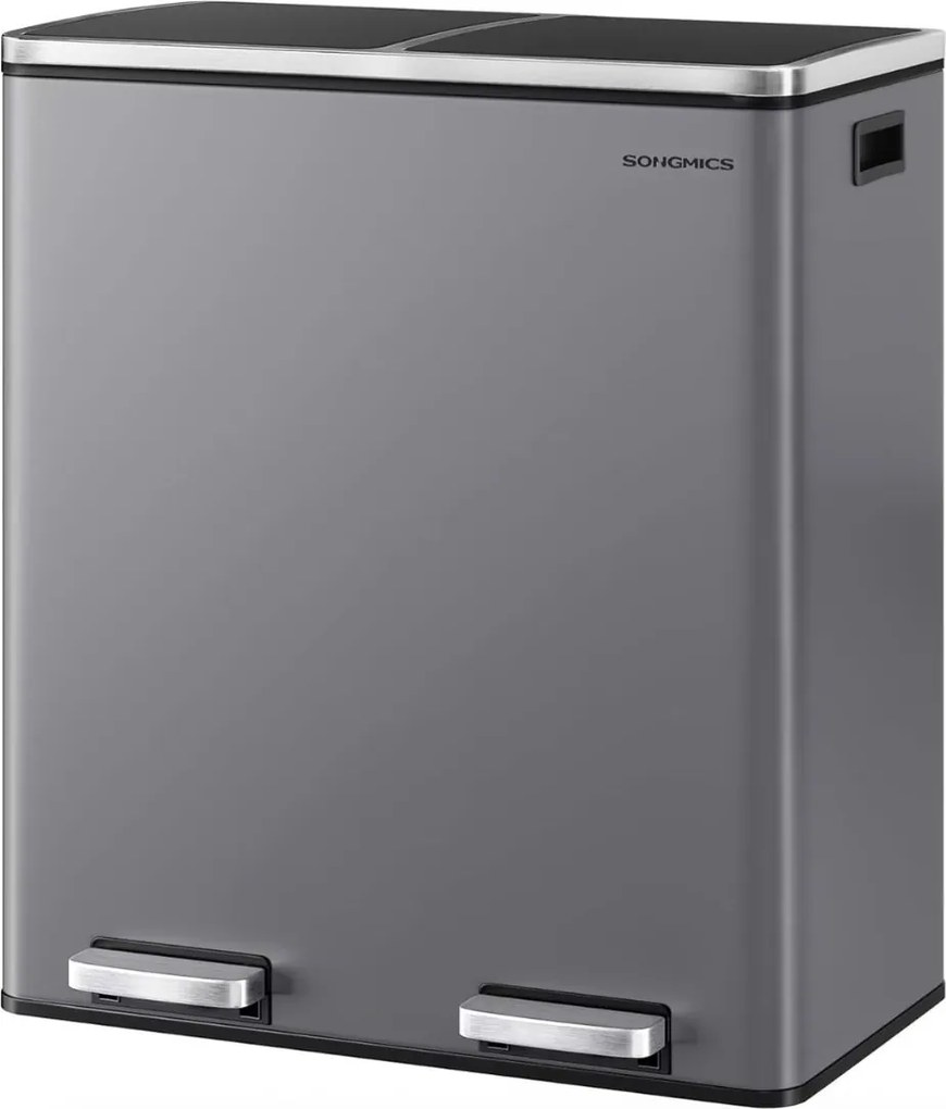 Odpadkový koš s víkem JORDAN 2x30 L šedý/černý