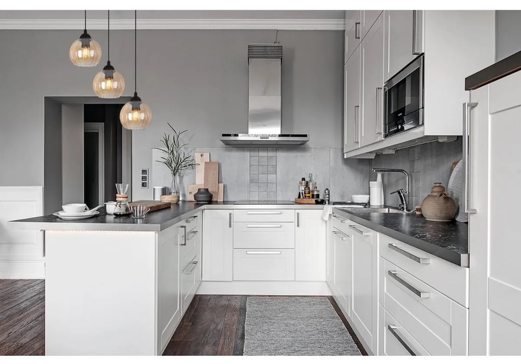 Závesné svietidlo Costa, 3x medové sklenené tienidlo, b, o