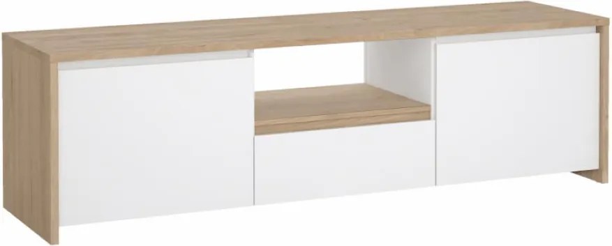 TV stolík, dub hickory/biela extra vysoký lesk, NEXT 50315