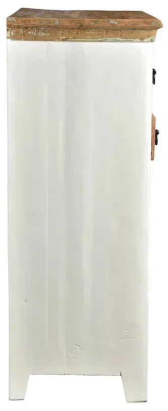 furniture-nabytek.cz - Masívna komoda Perth z recyklovaného dreva, lakovaná, biela/farbistá – 80×42×110 cm