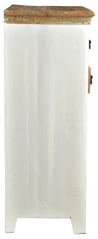 furniture-nabytek.cz - Masívna komoda Perth z recyklovaného dreva, lakovaná, biela/farbistá – 80×42×110 cm