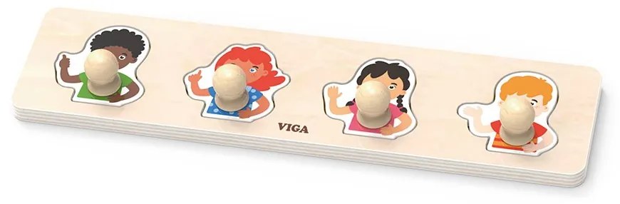 Detské drevené puzzle s úchytmi Viga Farby kože