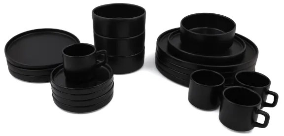20-dielna jedálenská súprava, čierna/kamenina
