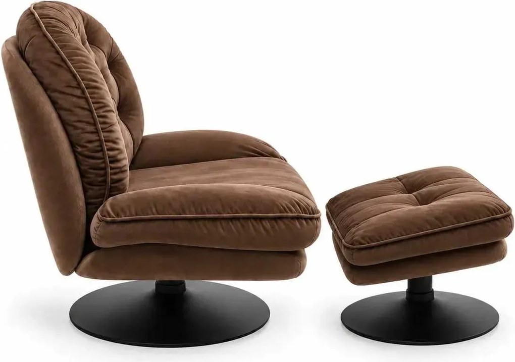 LuxuryForm DESIGN Otočné relaxačné kreslo LUNA s podnožkou – hnedé
