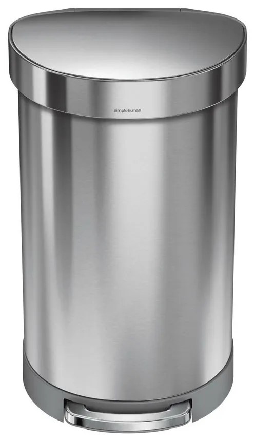 Pologuľatý pedálový kôš 45 l, matná oceľ, nerez