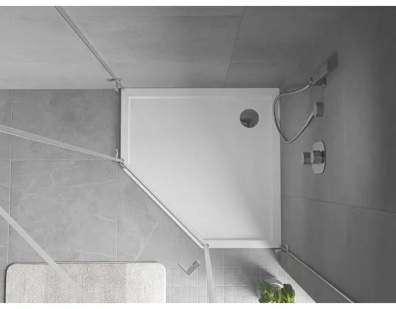 Mexen Flow Slim, päťuholníková sprchová vanička 80 x 80 cm, biela lesklá, 46P108080