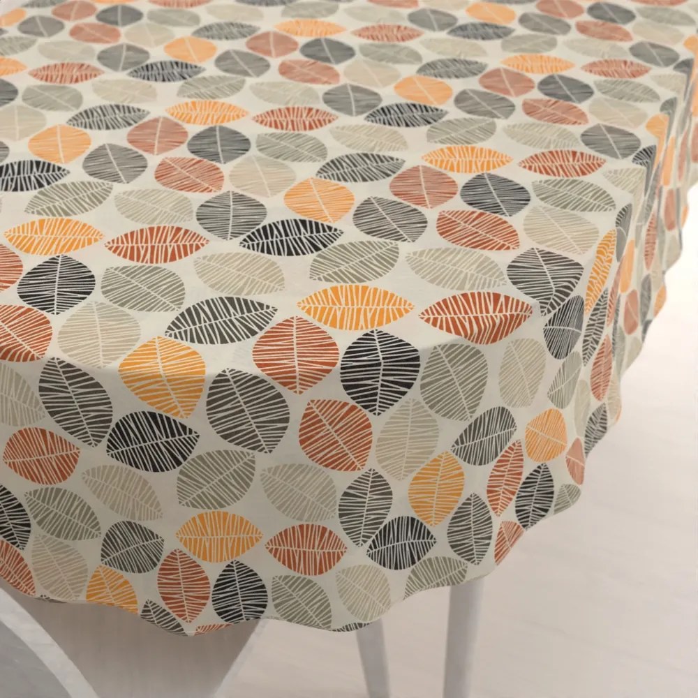 Biante Dekoračný oválny obrus PML-072 Jesenné listy na krémovom 100x160 cm