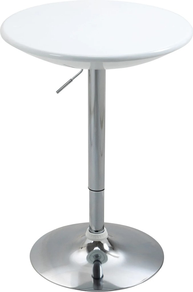 HOMCOM Barový stôl Moderný jedálenský stôl s výškovo nastaviteľným bistro stolom a vrchnou časťou z kovu s ABS povrchom, biela Ø61 x 76-97 cm | Aosom