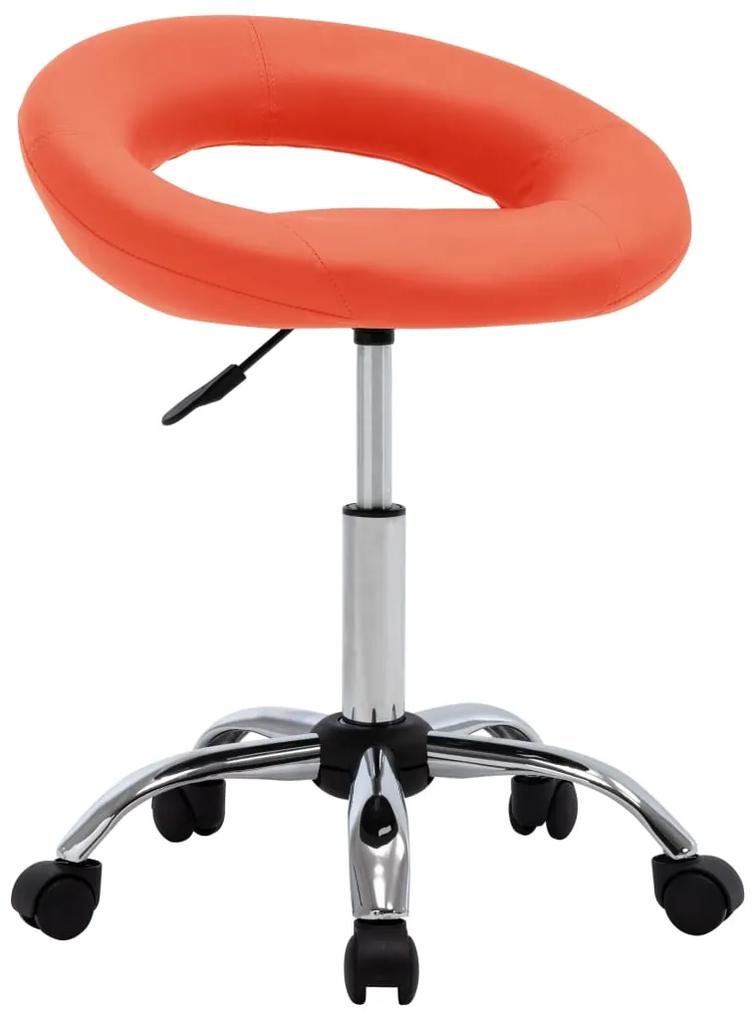 vidaXL Pracovná stolička na kolieskach, oranžová, umelá koža