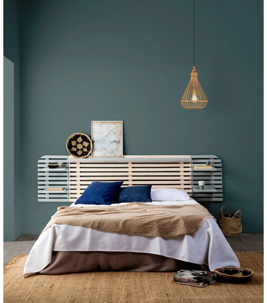 Svetlosivé/prírodné čelo postele z borovicového dreva 240x62 cm Dimas – Marckeric