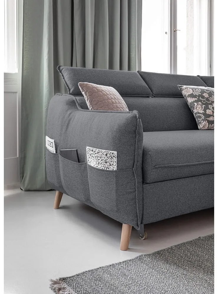 Tmavosivá rozkladacia rohová pohovka (pravý roh) Sweet Harmony – Miuform