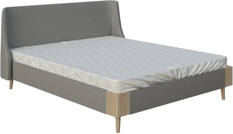 Sivá dvojlôžková posteľ PreSpánok Lagom Side Soft, 180 x 200 cm