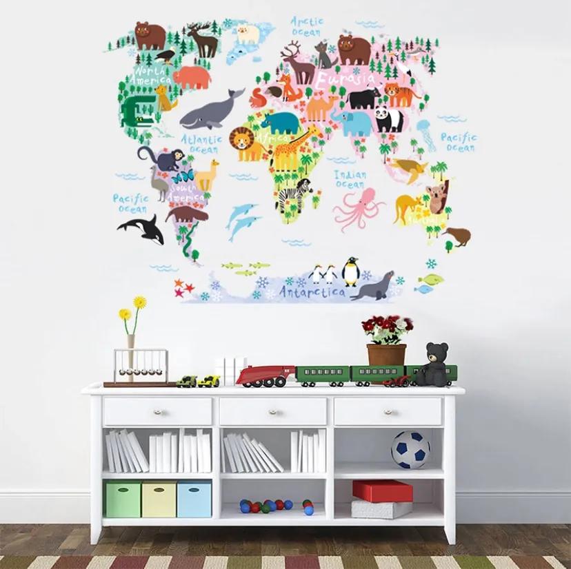 Samolepka na stenu "Farebná Mapa Sveta 3" 70x90 cm