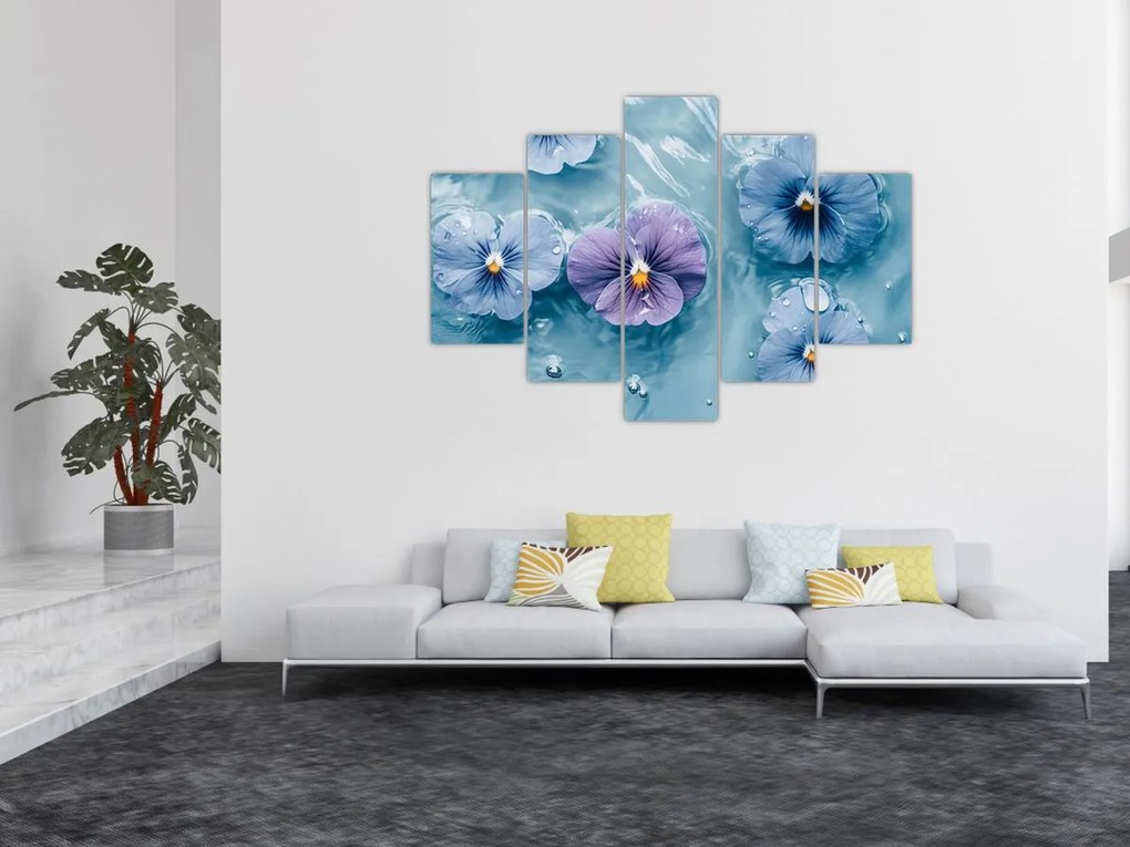 Obraz - Fialky vo vode (150x105 cm)