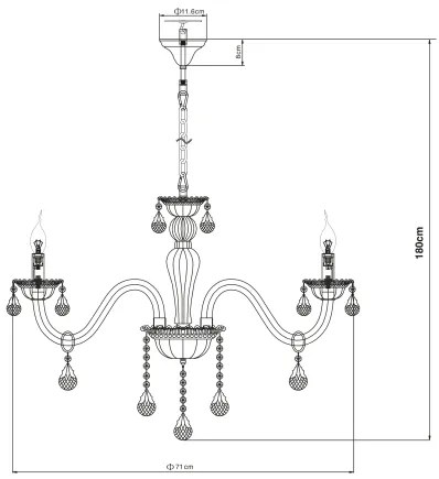 GLOBO sviečkový závesný krištáľový luster 64118-10