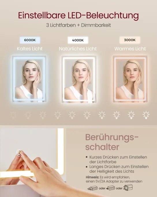 Toaletný stolík so zrkadlom a LED osvetlením RDT644WB01