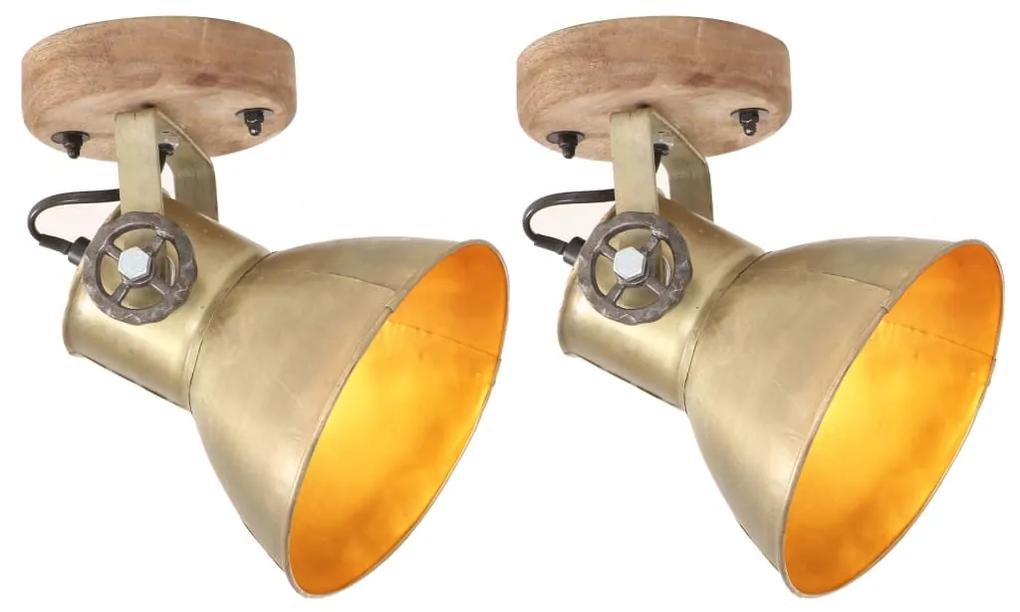 vidaXL Industriálne nástenné / stropné lampy 2 ks mosadzné 20x25 cm E27