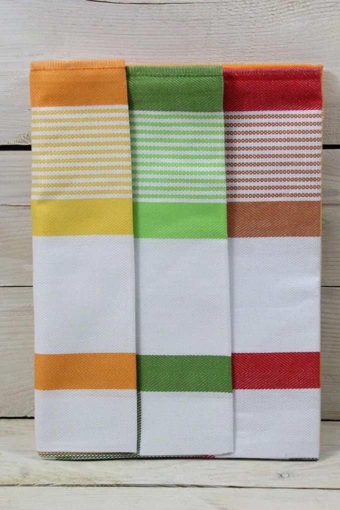 Kuchynská utierka z egyptskej bavlny 3 ks (50x70 cm) VZOR 3 - farebná