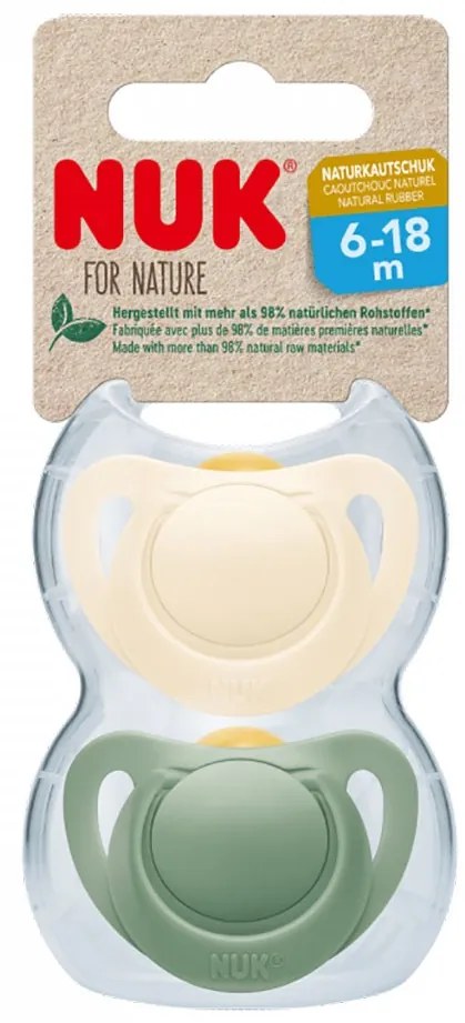 Latexový cumlík NUK For Nature 6-18 m 2 ks box zelená