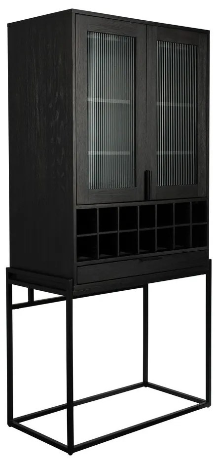 Čierna vinotéka z dubového dreva pre 20 fliaš, 89x181 cm Travis – Zuiver
