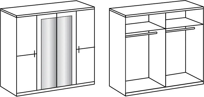 Šatníková skriňa so zrkadlami Anna, 180 cm, biela