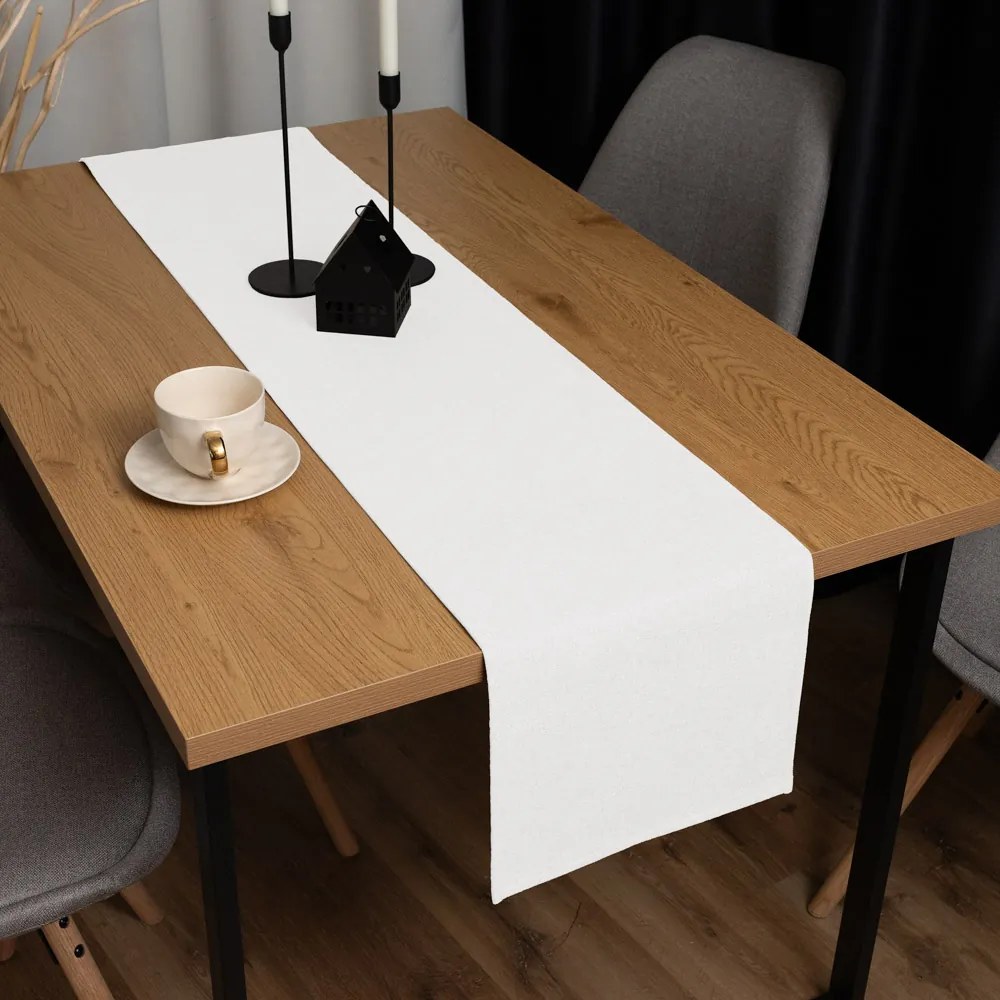 Biante Dekoračný behúň na stôl BKW-201 Slonová kosť žíhaná 35x160 cm