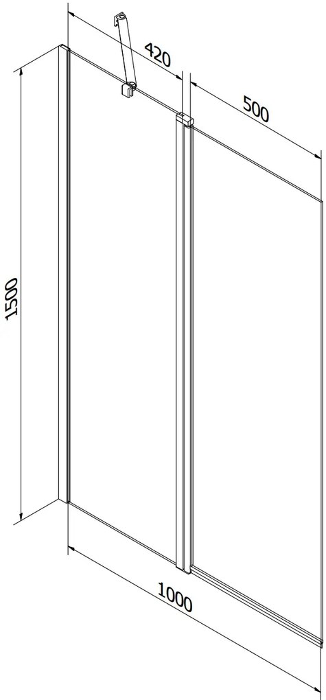 Mexen Flip, vaňová zástena 1-krídlová 100 x 150 cm, otočné krídlo, 6 mm námraza sklo, chrómový profil, 894-100-101-01-30