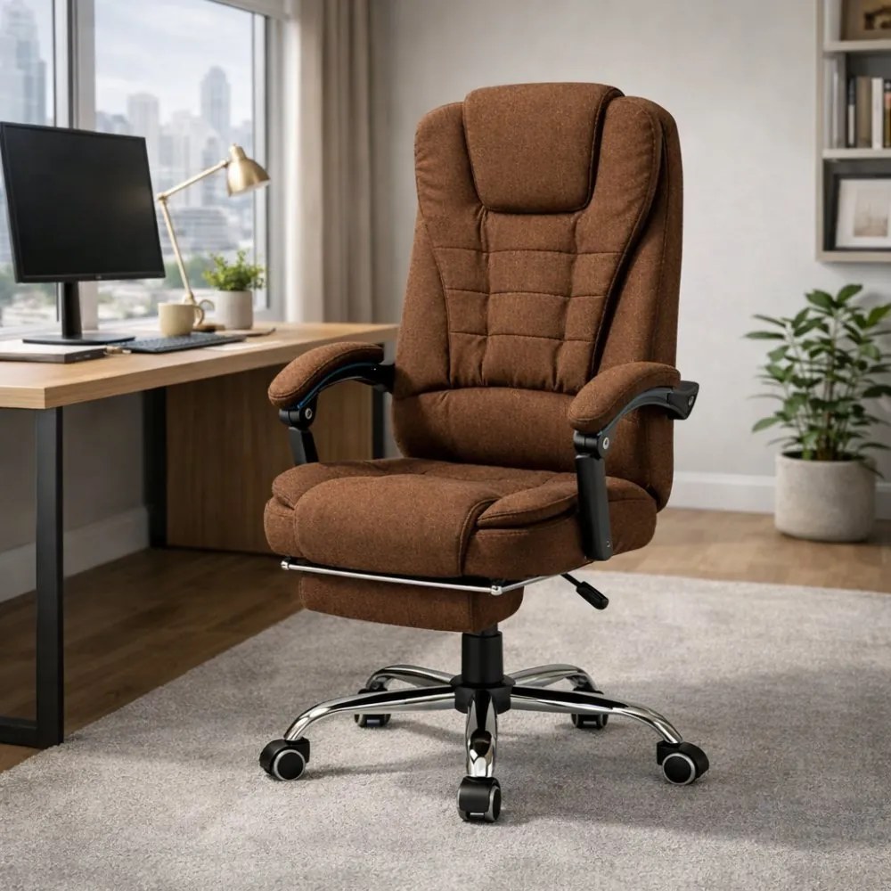 Kancelárske kreslo BOSS s podnožkou - hnedá textília