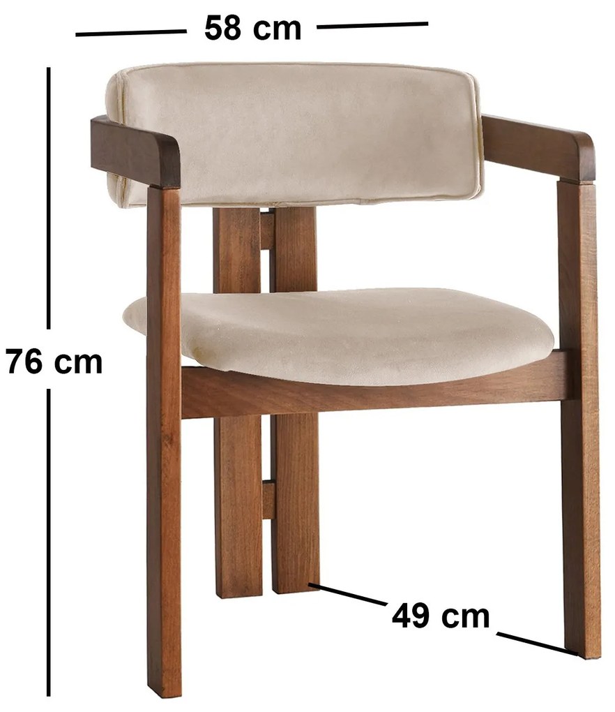 Jedálenská stolička CO Zamat z masívu béžová/orech