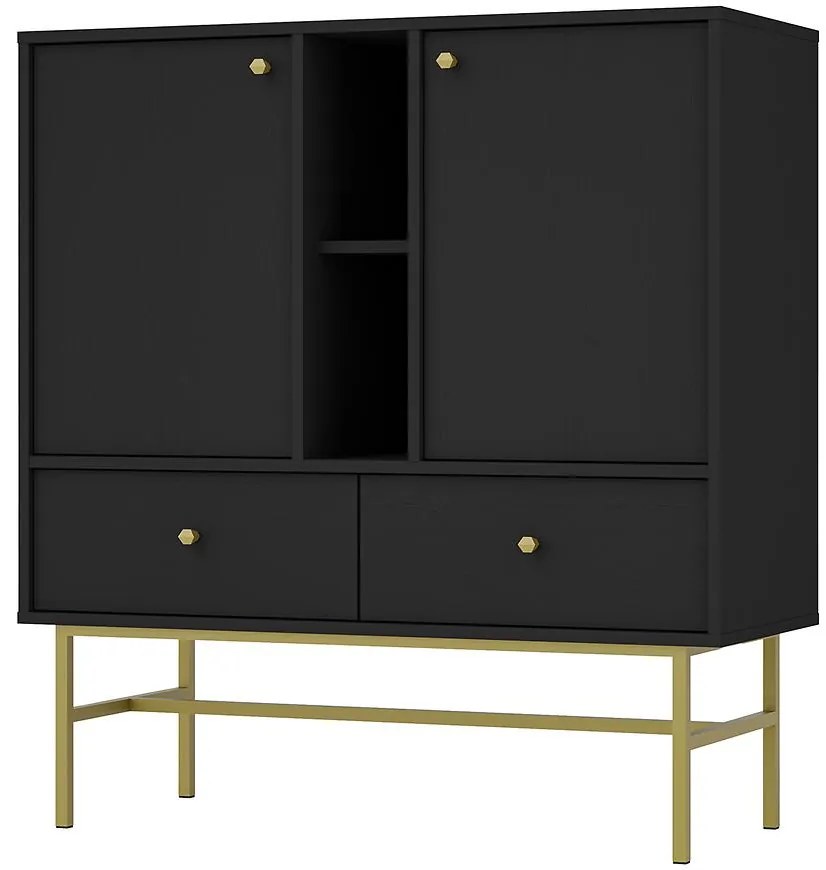 Komoda Tokyo 3  2F 2S čierny grafit 825