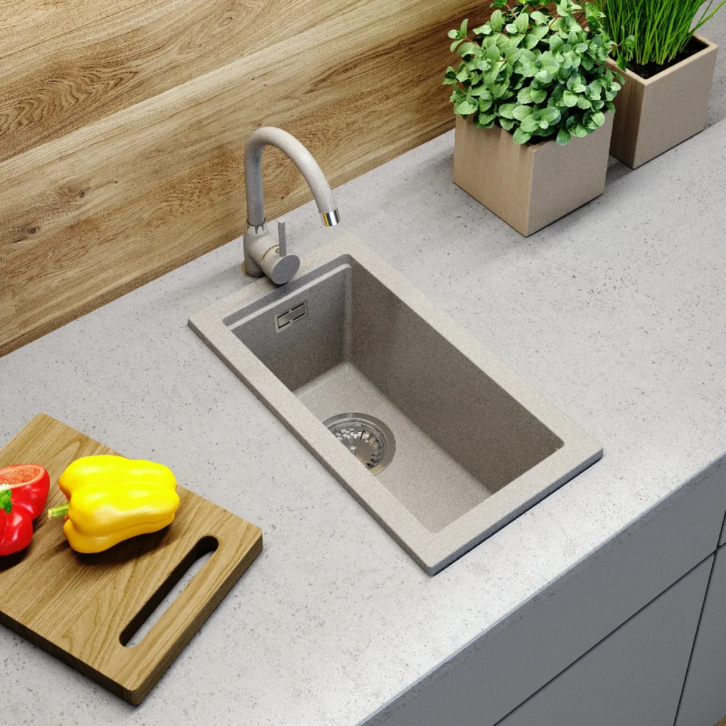 Gamma Decor 2850, 1-komorový granitový drez 280x500x207 mm, béžová, GMA-ZLE000159