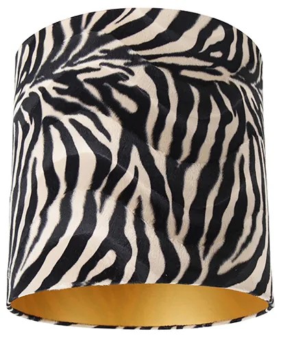 Zamatový tienidlo lampy Zebra dizajn 40/40/40 zlatý interiér