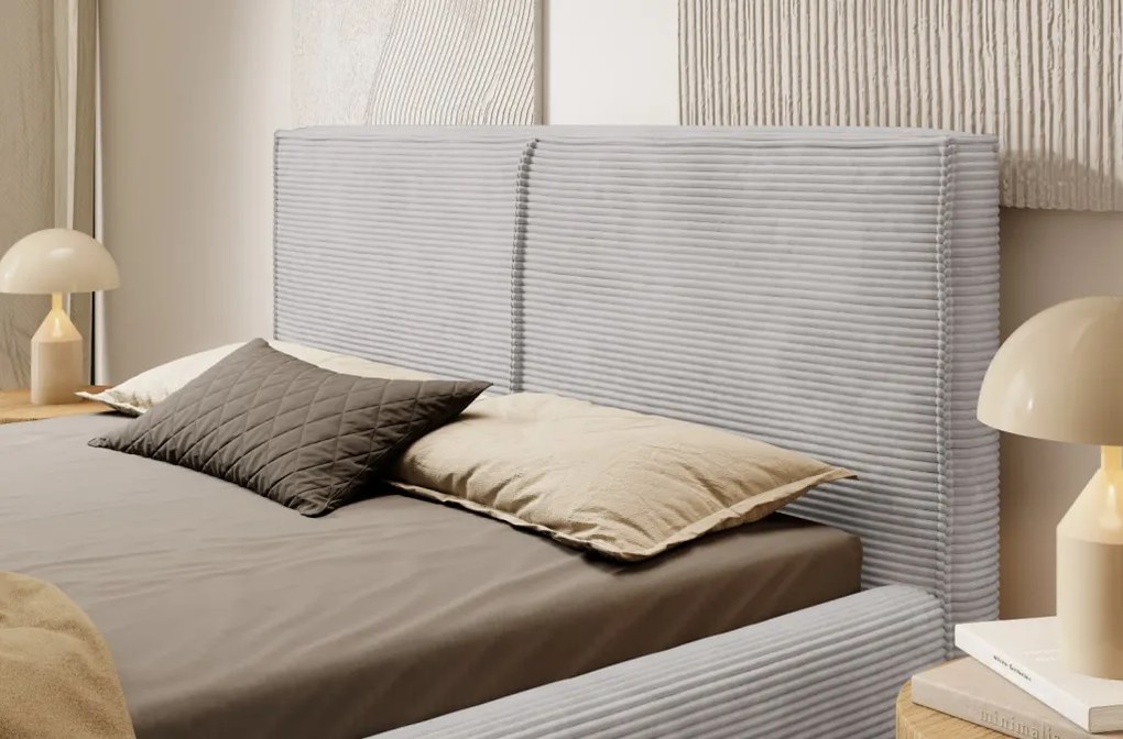 Posteĺ Inez 180x200 cm, svetlo šedá štrukturovaná látka