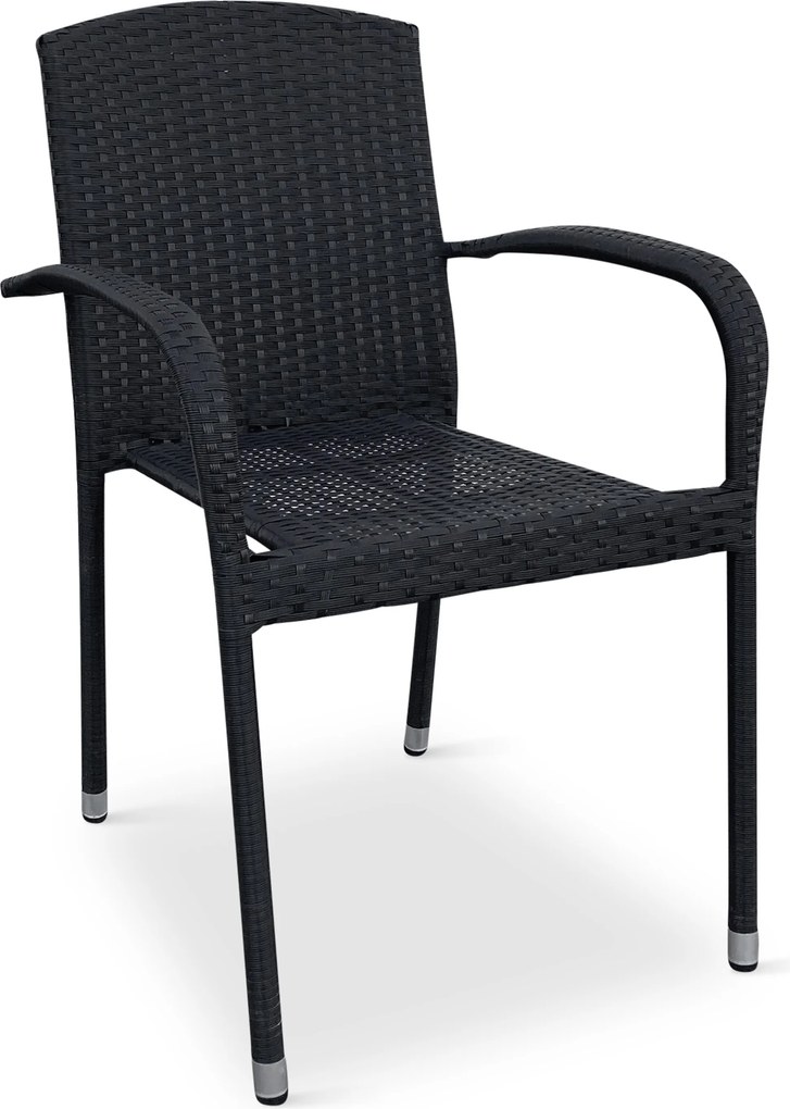 Noela Záhradný jedálenský set Klaudia čierny + 6x ratanová stolička Roma