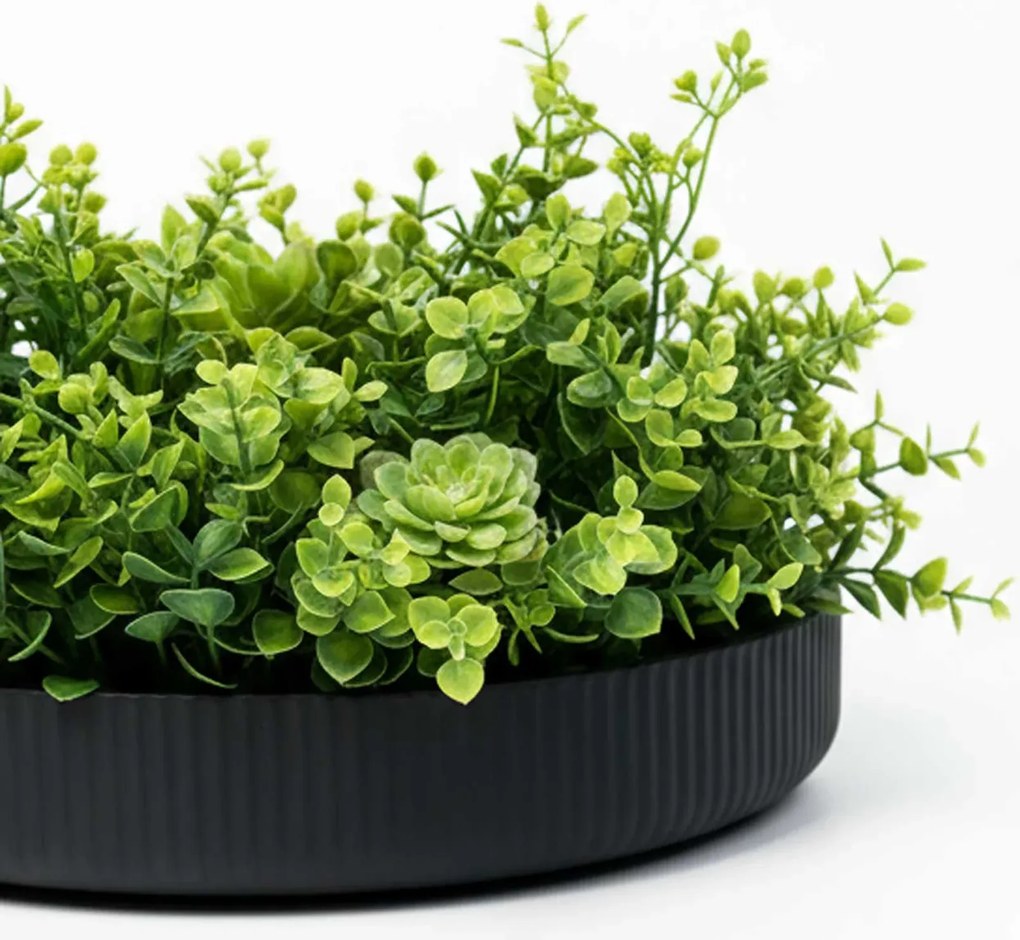 Dekoračná miska ORYVEN, sklolaminát s drážkami, priemer 30 cm, antracit